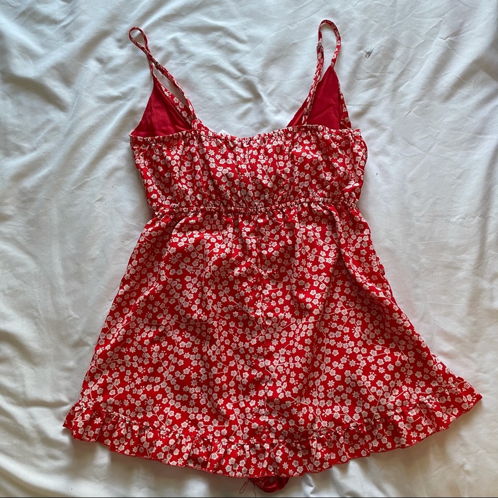 Tie-Front Floral Ruffle Romper - Picture 2 of 3